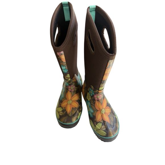 Bogs Waterproof blooms Women’s sz 7 Classic High Winter Rain Boots Pull On Color - Picture 3 of 11
